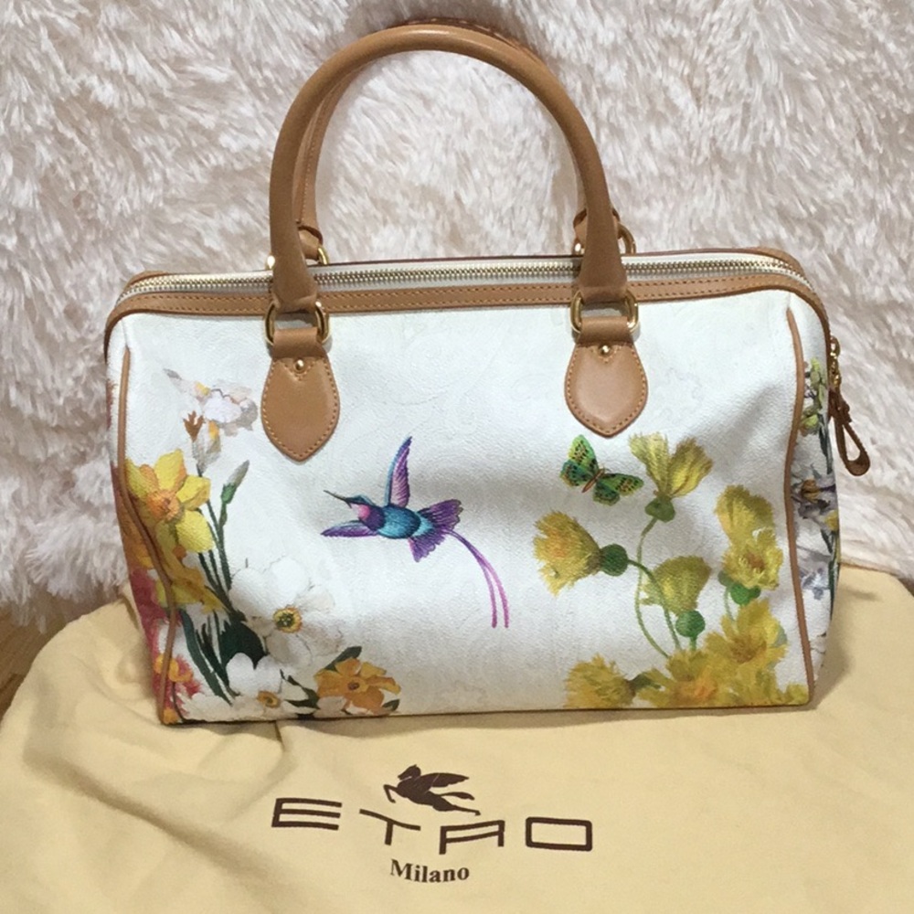 Etro floral paisley boston bag, 8”x12”x6”
